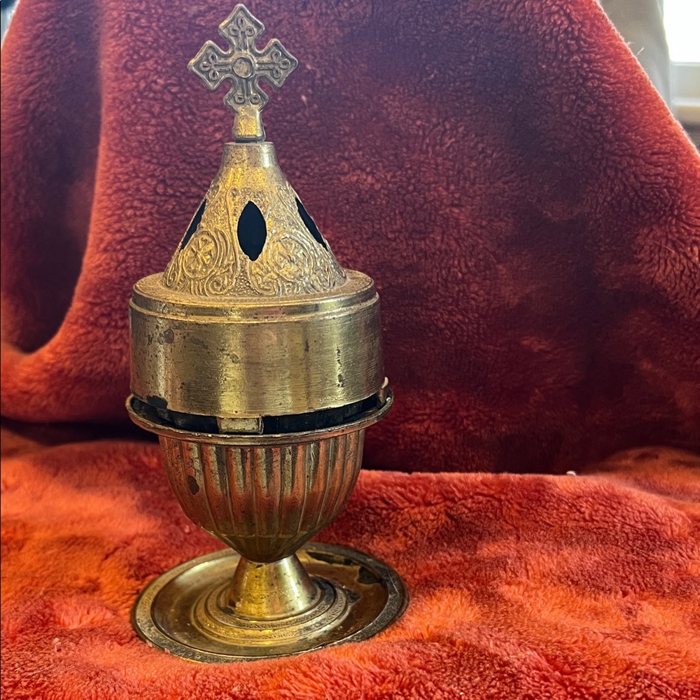 Antique Brass Greek Orthodox Candle Icon